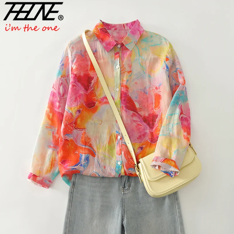 THHONE nueva moda Otoño Blusa Mujer algodón suelta estampado Blusa Mujer Camisas manga larga Casual coreano elegante ropa de Mujer