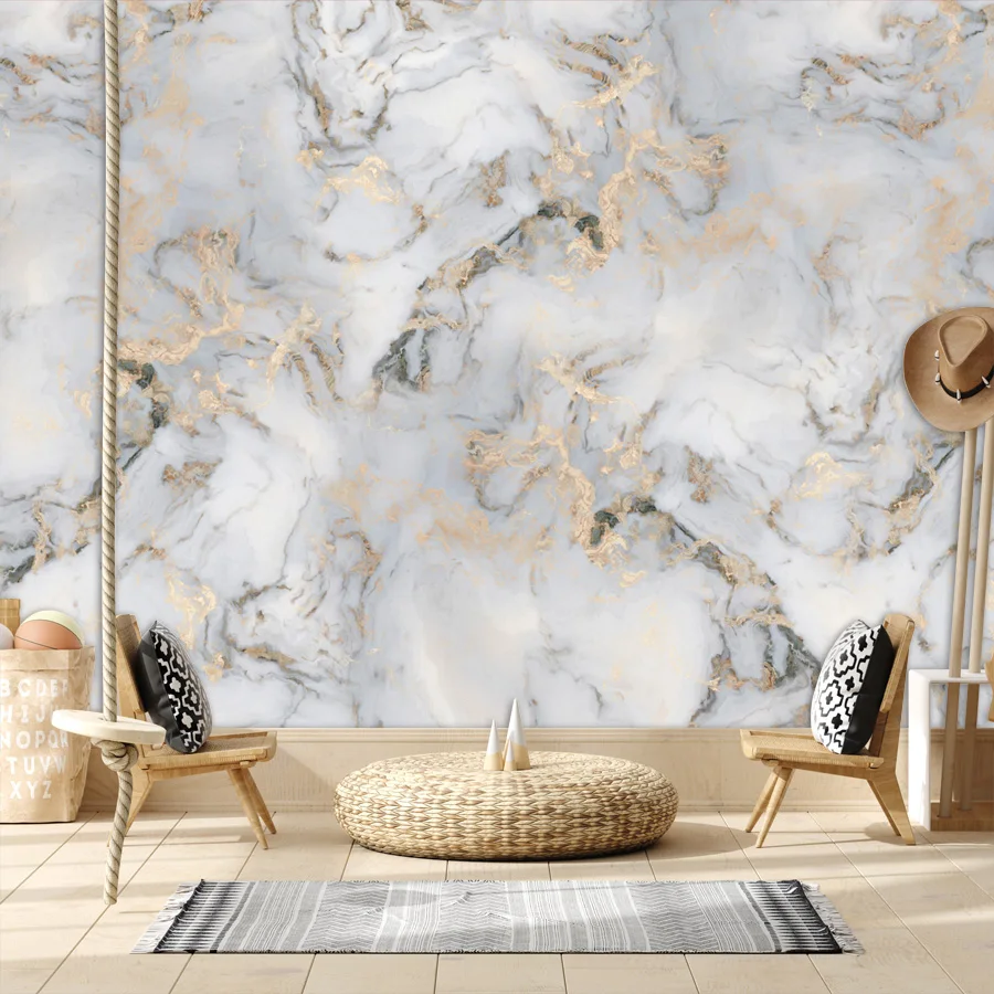 

Custom Vinyl Peel and Stick Accept Wallpapers for Living Room Gold Marble Pattern TV Background Wall Design Papers Home Murals