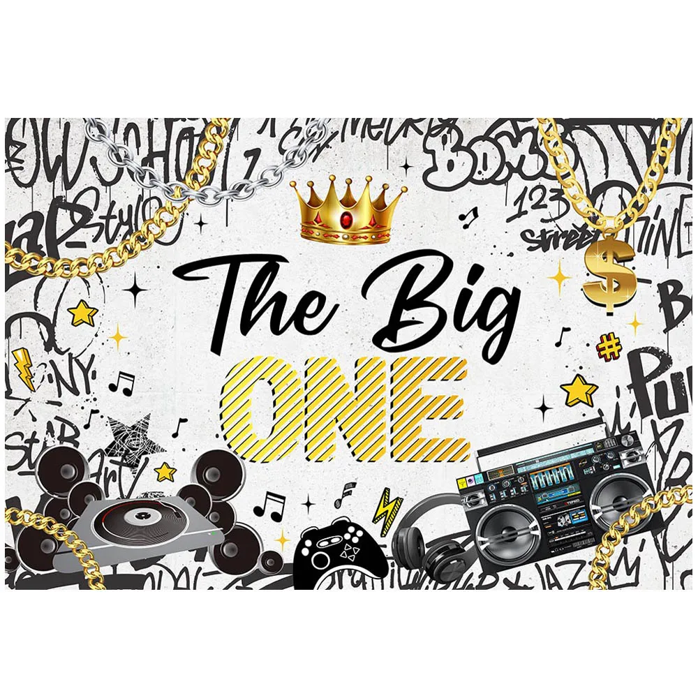 Mocsicka The Big One Boys, telón de fondo de 1er cumpleaños, decoración de fiesta, cadena dorada, corona de Hip Hop, pancarta de fondo para niños, accesorios de estudio fotográfico