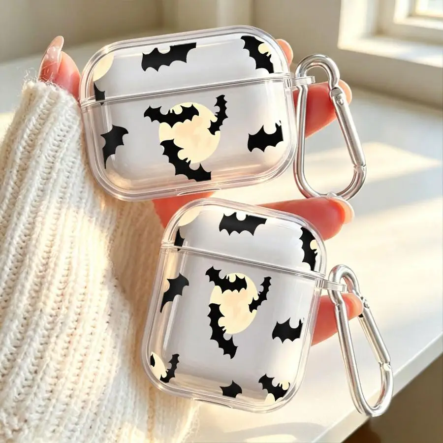 Case For Airpods 4 Pro Pro2 1 2 3 Pro3 Clear Earphone Cases Cover Gothic Bat Pattern