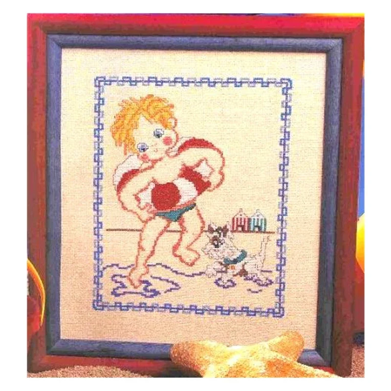 Cross-Stitch Kit Magazine Style Swimming Boys and Children's Room Hanging Picture 28ct18ct14ct11ct Precision Printing Embroidery