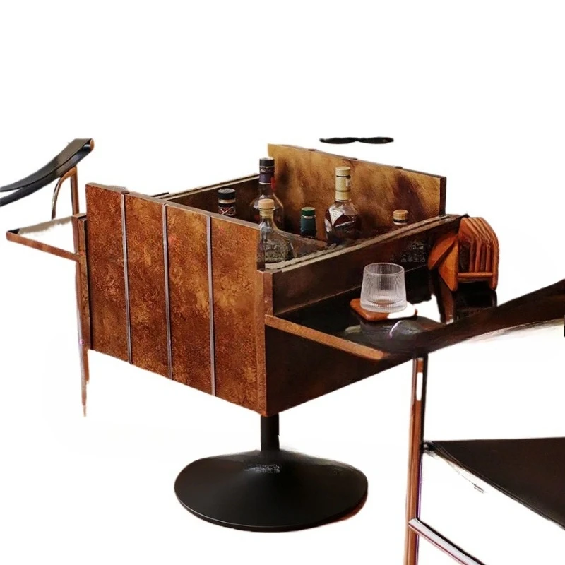 

Wine cabinet retro sofa side few medieval whiskey cabinet solid wood rotating storage side cabinet
