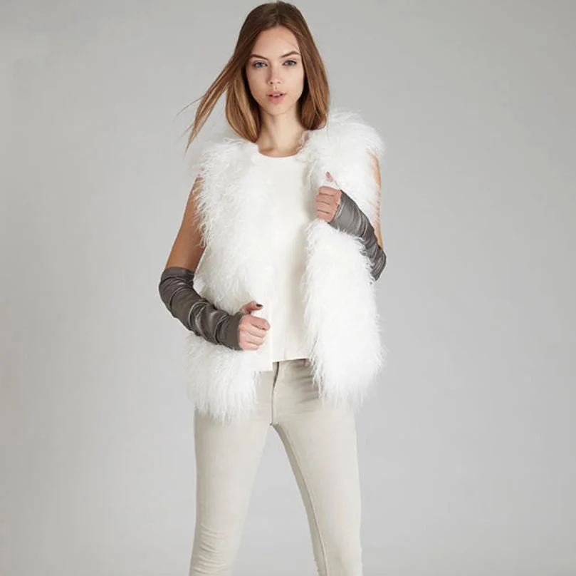Women's genuine Mongolian sheepskin vest, sheepskin jacket, fur coat, vest