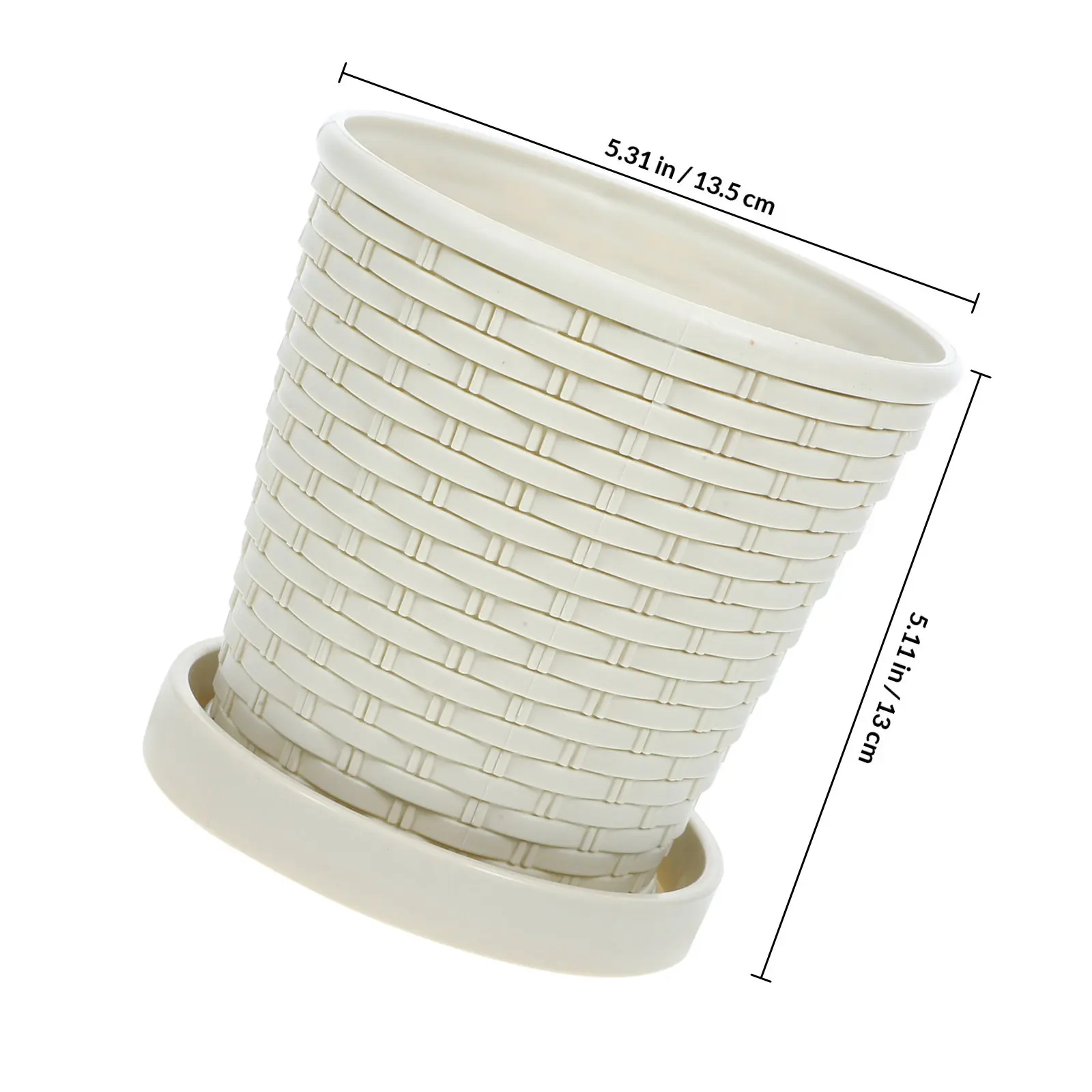 4Sets Nursery Planters Plastic Succulent Flower Pots Simulated Rattan Design with Drainage Hole Suitable for Desk Garden Office