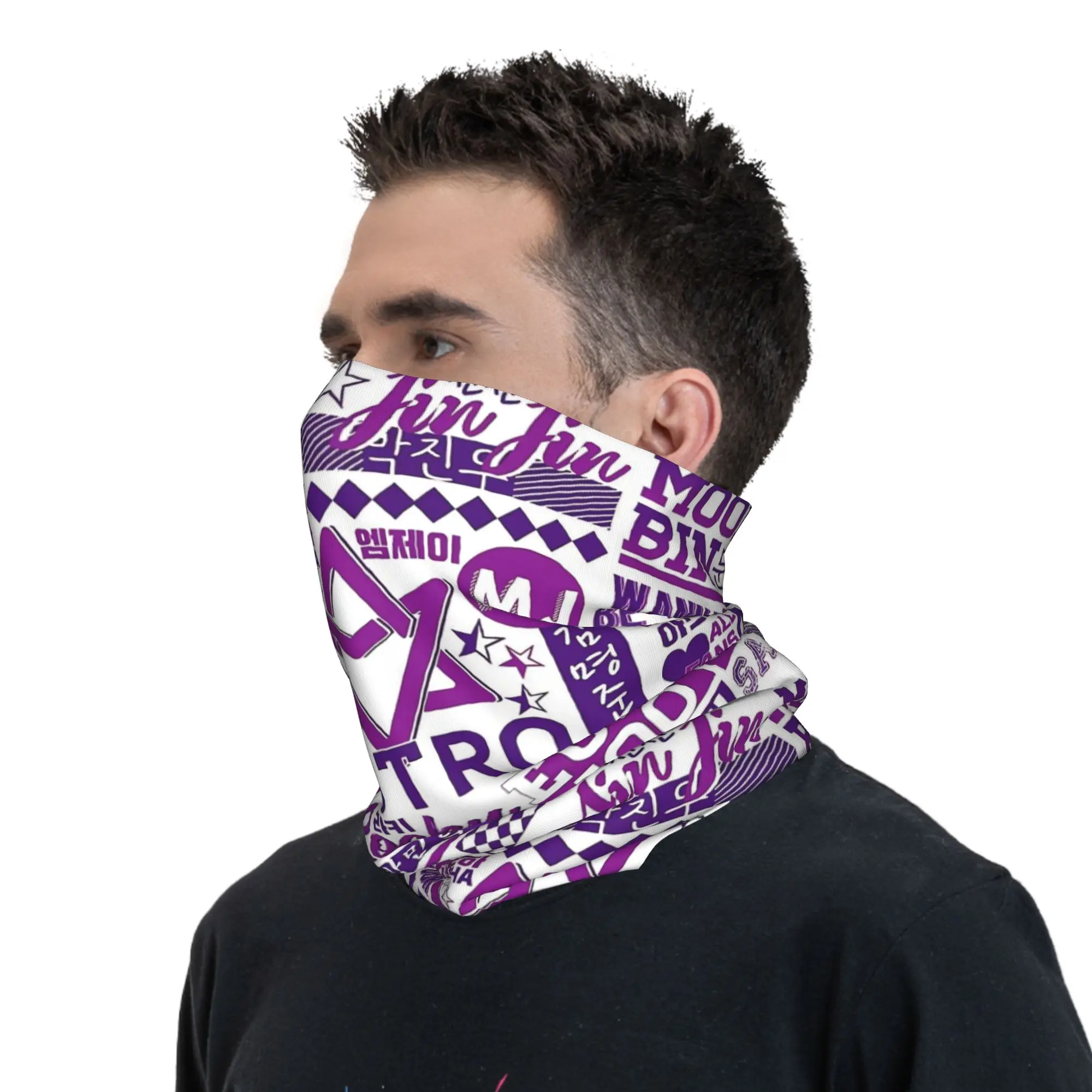 Kpop Astros MJ Jinjin Cha Eun woo Yoon San ha روكي باندانا الرقبة الجراب للتزلج الدراجات النساء الرجال التفاف وشاح عقال أكثر دفئا