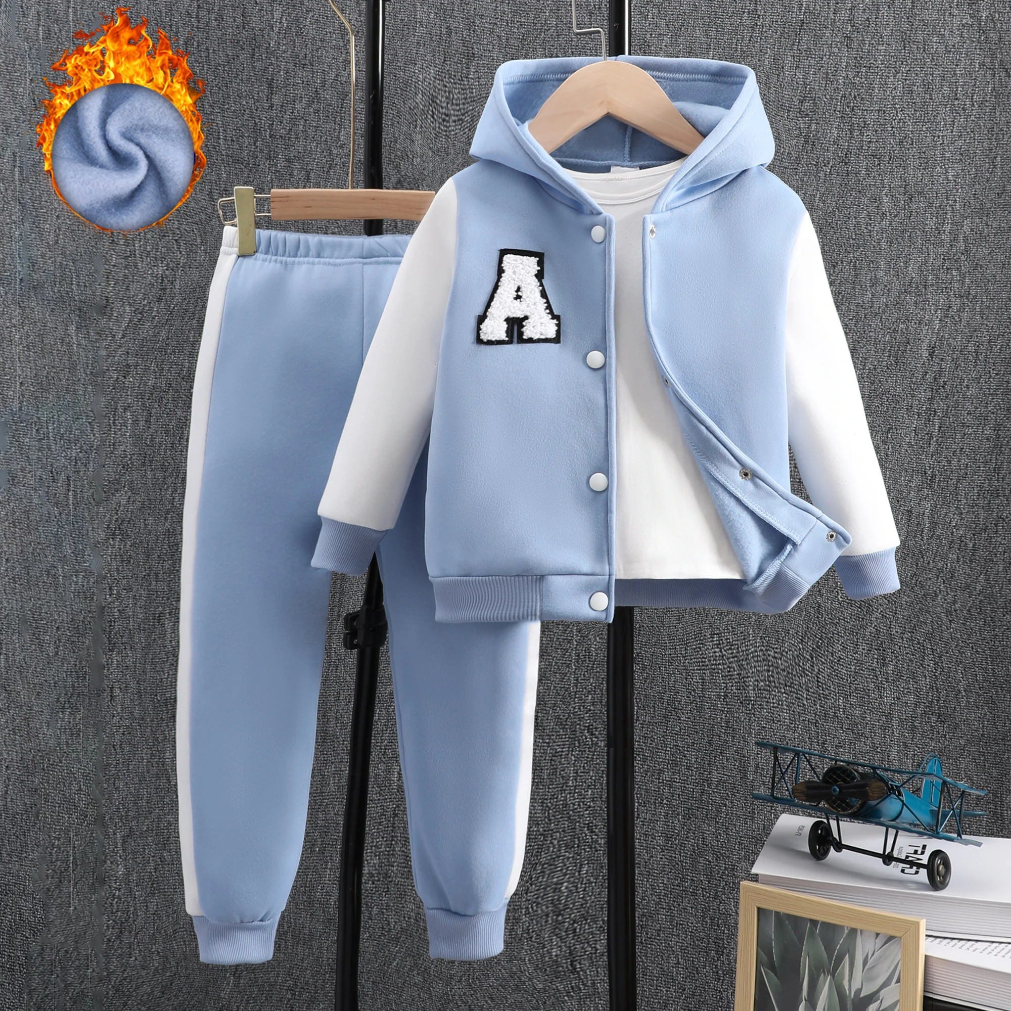 2024 Kids Boys Clothing Set Long Sleeve Autumn Winter Children Outfits Clothes Fashion Boys Suit Girl Hooded Children Set 4-8Y