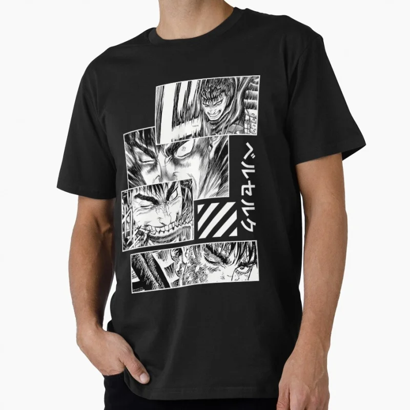 

0922 Guts Berserk Japanese Anime Gift t shirt 100% cotton print clothing Swordsman Manga Graphic Tee Y2K clothes Large size Tops