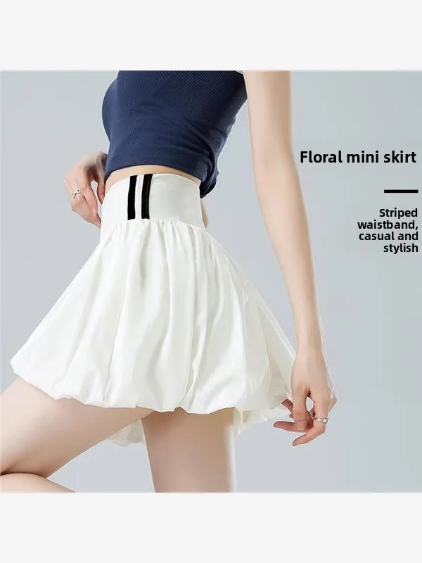 

Летняя уличная теннисная юбка ort Golf Badminton Fitn Sport, защита от солнца, искусственная двухсекционная юбка с цветочным бутоном, женская