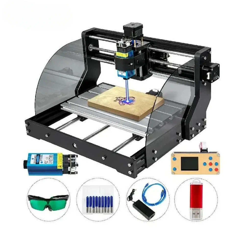 VEVOR CNC 3018 Pro Max 3 Axis 5500mW Router Kit 300X180X45mm GRBL Control With Offline Controller for Wood PVC Carving Milling