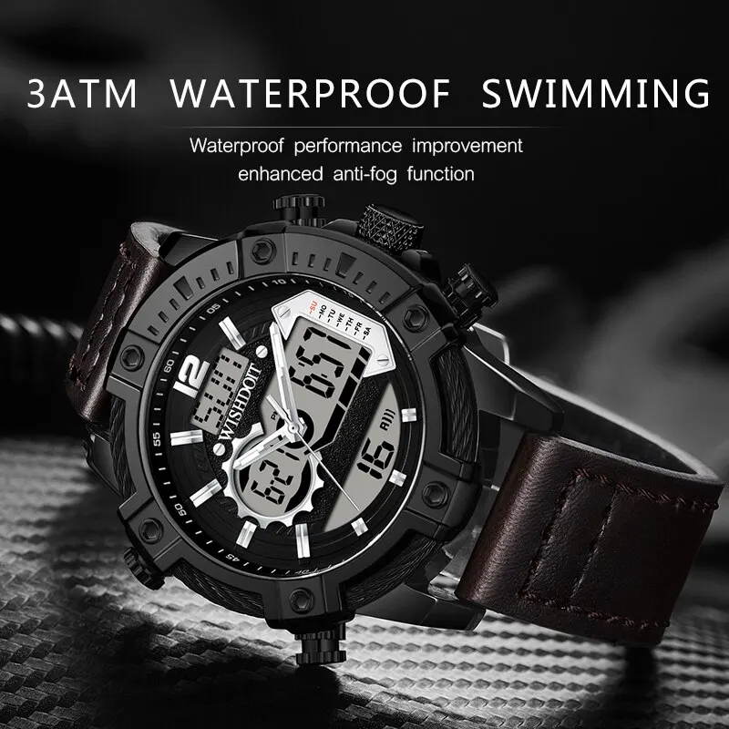 WISHDOIT Sports Outdoor Leisure Watch Men Calendar Men Quartz Watch Analog Watch Waterproof Luminous Swimming Men Hand Watch