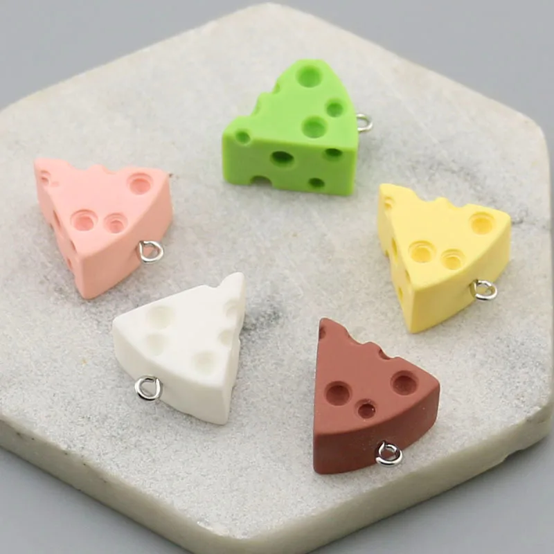 10pcs Triangle Cheese Resin Charms Simulated Food Pendant For Earring Keychain Decor Diy Jewelry Making Supplies view 2