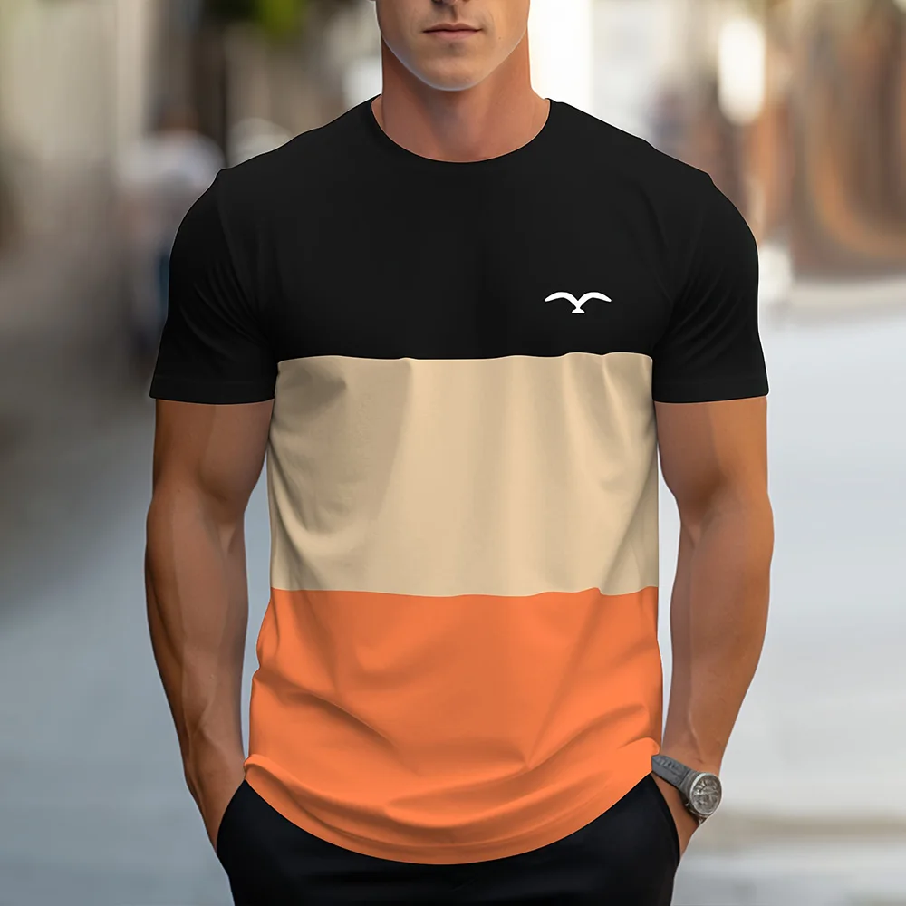 2024 Simple Casual Men's Clothing Men's T Shirt With Logo Short Sleeve Crew Neck Soft Fitted Tees Fresh Classic Basic Tshirts