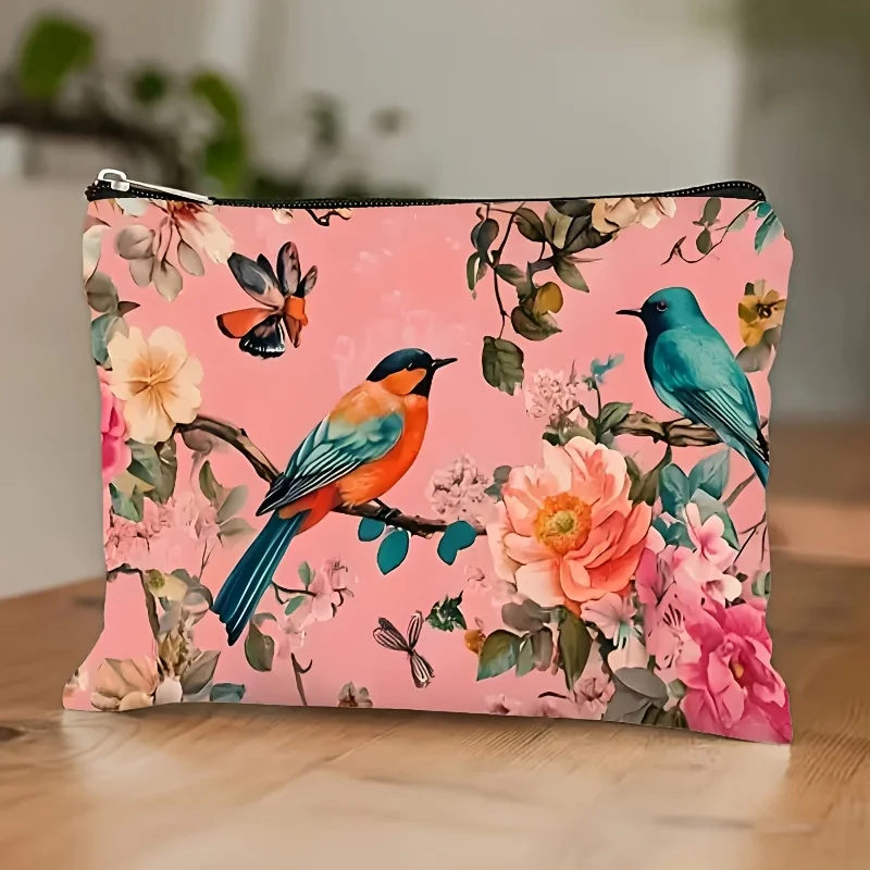 A cosmetic bag with magpie pattern-cute multifunctional zipper handbag, jewelry storage bag
