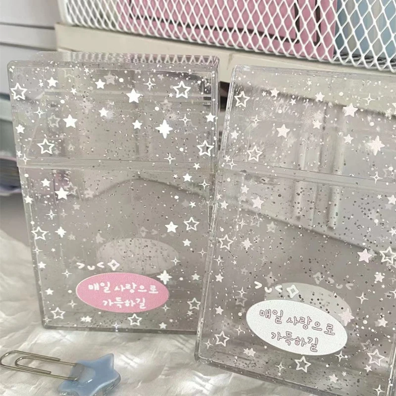 Ins Sparkling Star Photo Card Storage Box Kpop Card Storage Box Student Desktop Small Object Storage Organizer Case
