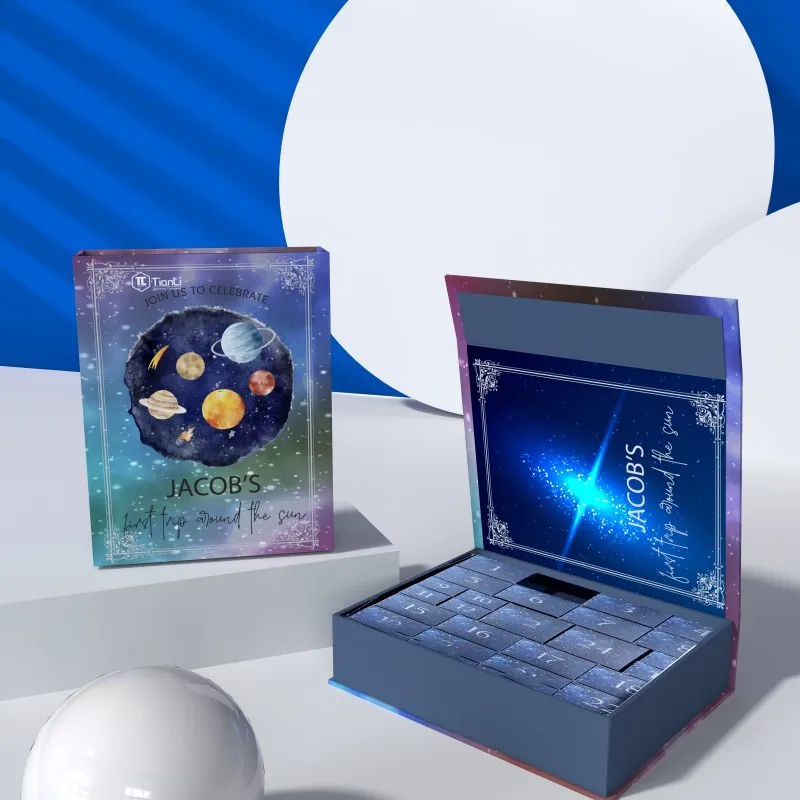 Customized queryChinese Manufacturer Biodegradable Box Gift Advent Calendar 24 Day Empty Cosmetic Blind Box Multiple Flip Packag