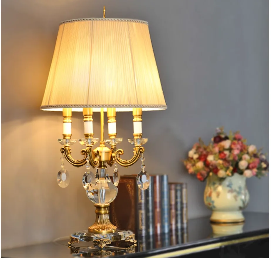 Lámpara de mesa de cristal K9 moderna D40cm H72cm estilo vela decoración lámpara de cristal iluminación lámpara de noche para dormitorio lámpara de mesa de lujo Abajur