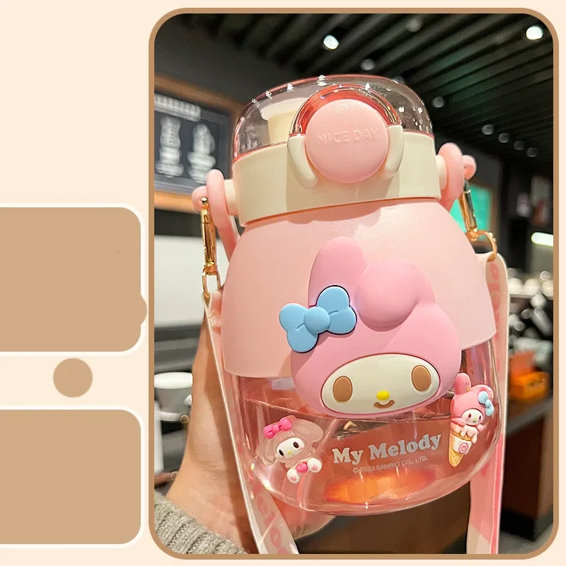 

Summer Plastic Kuromi Kettle 1000ml Girl Birthday Gift Straight Drink Straw Large Capacity Water Cup Beautiful Big Belly Bottle