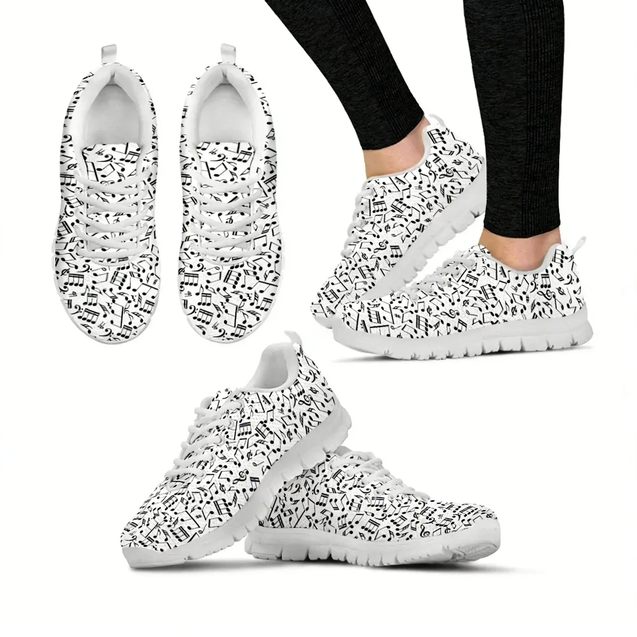 Note musicali stampe scarpe in rete donna scarpe da donna primaverili scarpe basse stringate Sneakers donna calzature taglie for