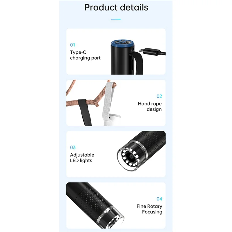 

2Set 1000X Wifi Digital Microscope 200W Pixel 1080P USB Phone Magnifier For Repair Welding Microbe Observation Black-A80Z