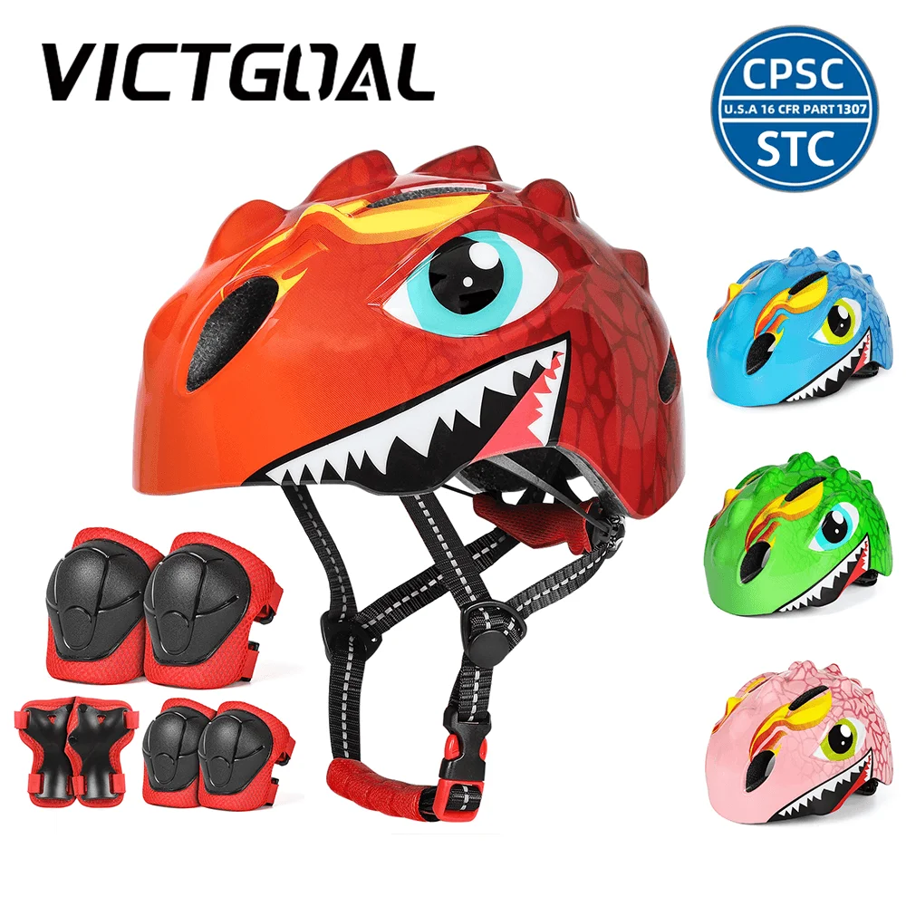 VICTGOAL Child\'s Bicycle Helmet Knee Elbow Wrist Guard Set Children Cycling Protector for Roller Balance Bike Skating Scooter