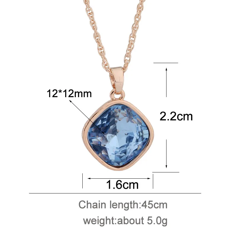 2022 Trend New Square Pendant For Women Crystal Rose Gold Color Wedding Party pendenti semplici gioielli di qualità di lusso