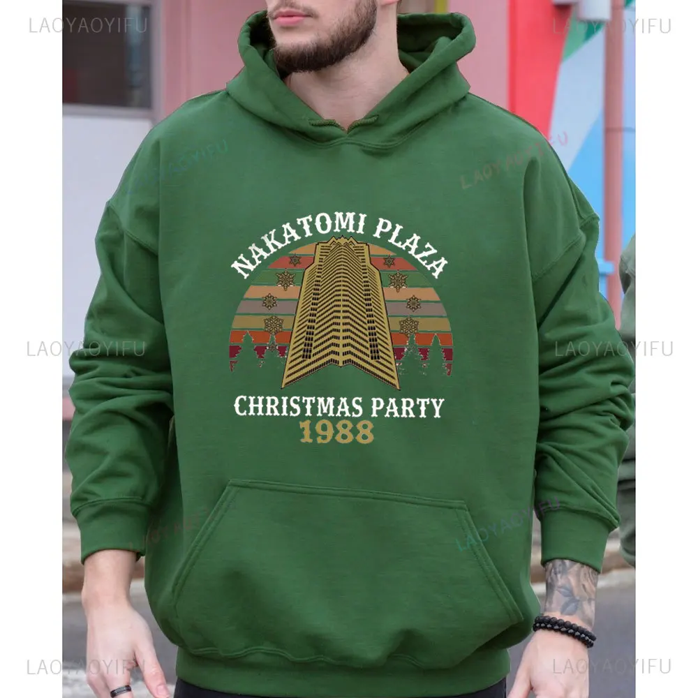 Nakatomi Plaza Weihnachtsfeier 1988, Weihnachtsfeier, Retro-Vintage-Herren-Kapuzenpullover, neues warmes Weihnachts-Sweatshirt für Herren und Damen im Herbst