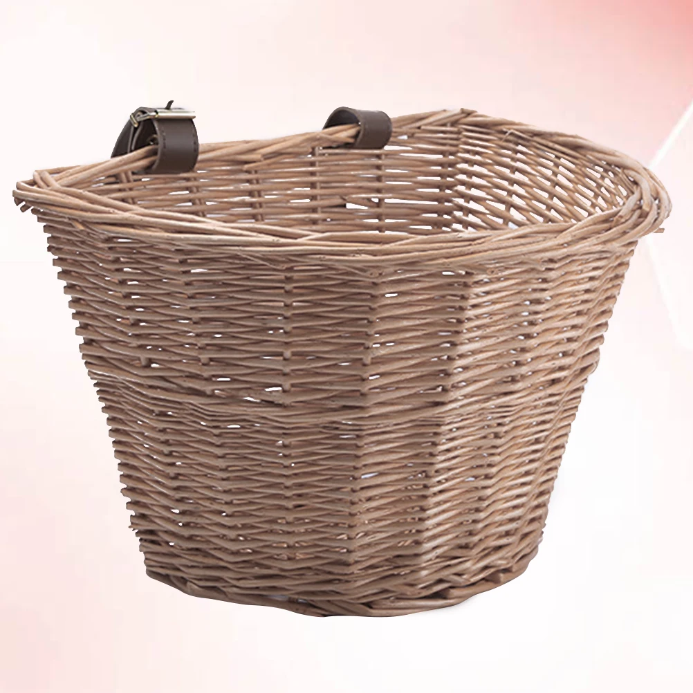 

Bicycle D Shape Natural Willow Woven Front Handlebar Storage Container For Kids Adult Bike Heavy Duty Children Basket