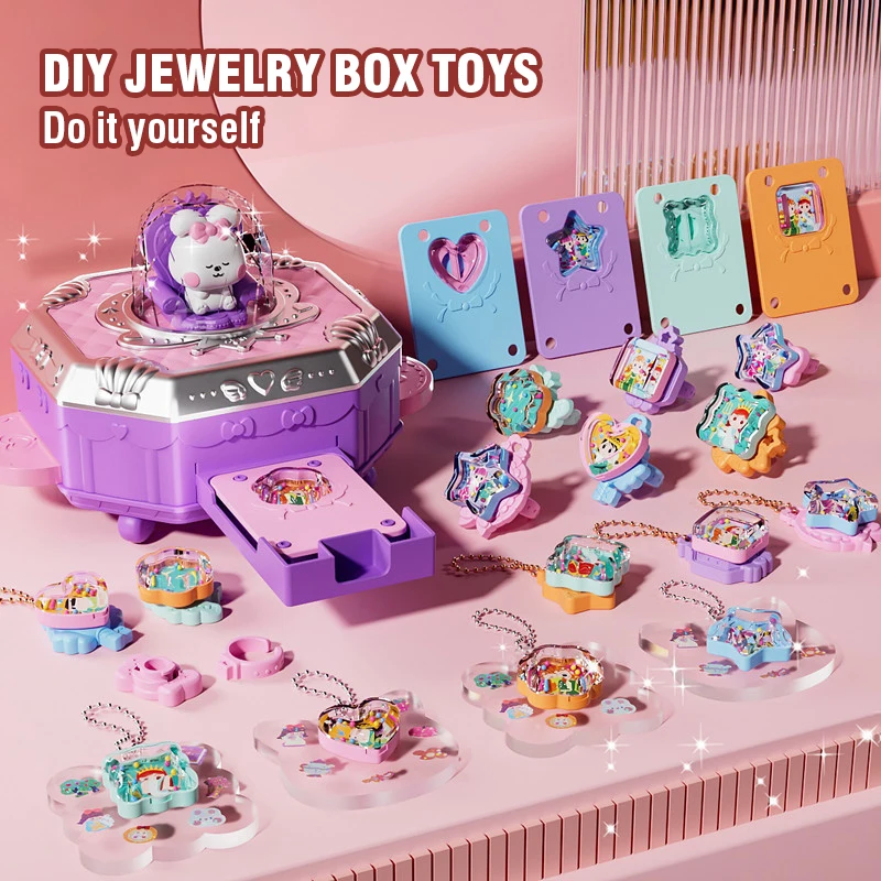 DIY 3D Rabbit Card Sticker Machine Box Handmade Bracelet Pendant Jewelry Rings Girls Children's Crafting Toys Christmas Gifts