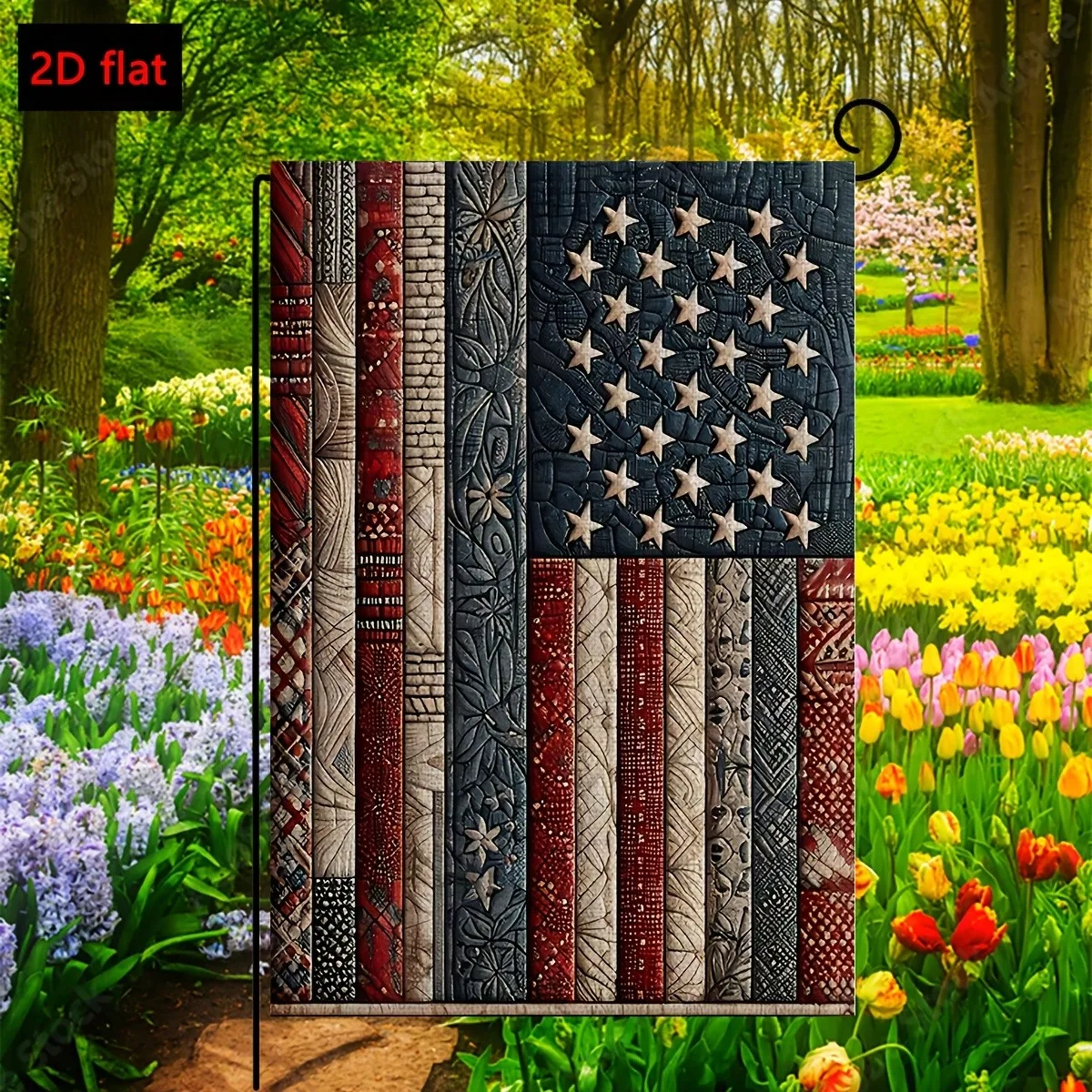 

1pc 18x20in Double Sided Linen Patriotic Garden Flag Rustic Farmhouse Outdoor Yard Porch Decor