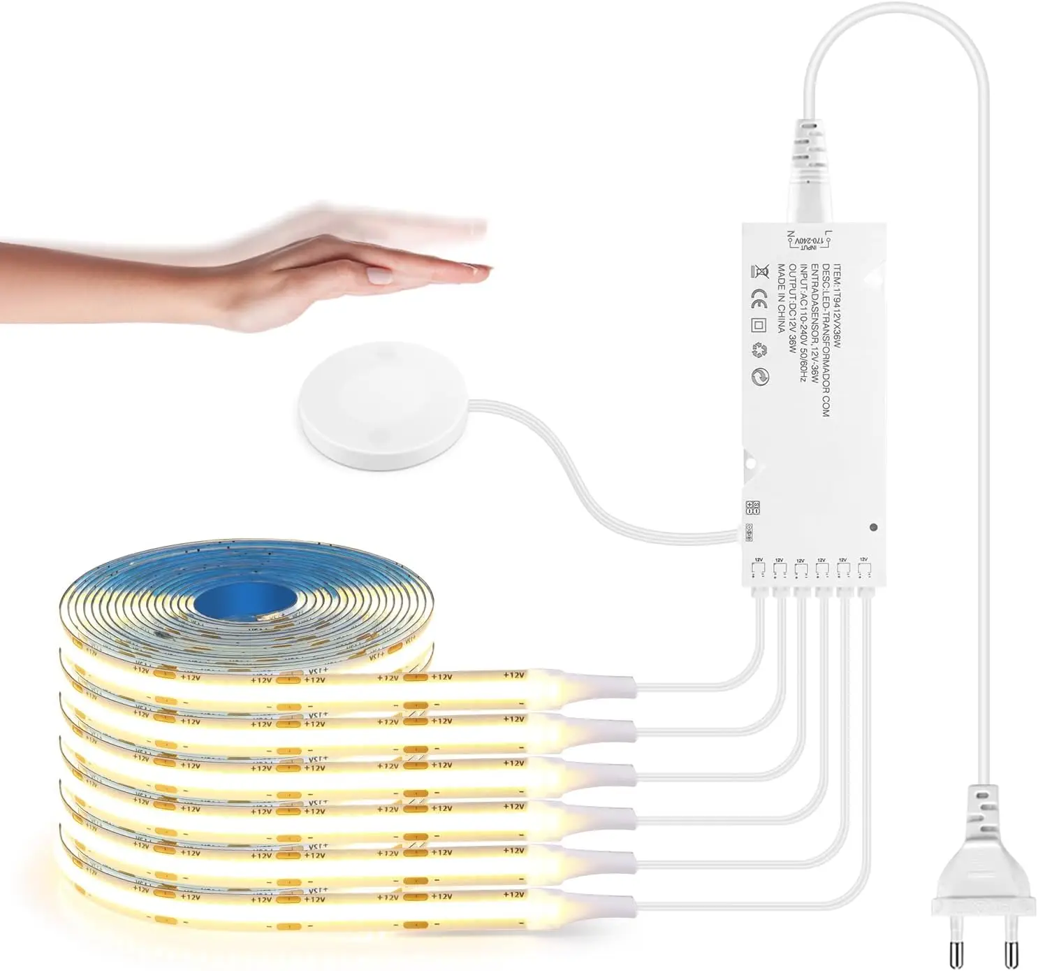 AC110V 220V COB Led Strip Under Cabinet Light with Dimmable Touch Sensor LED Dimmer Switch Night Lamp For Kitchen Wardrobe Light