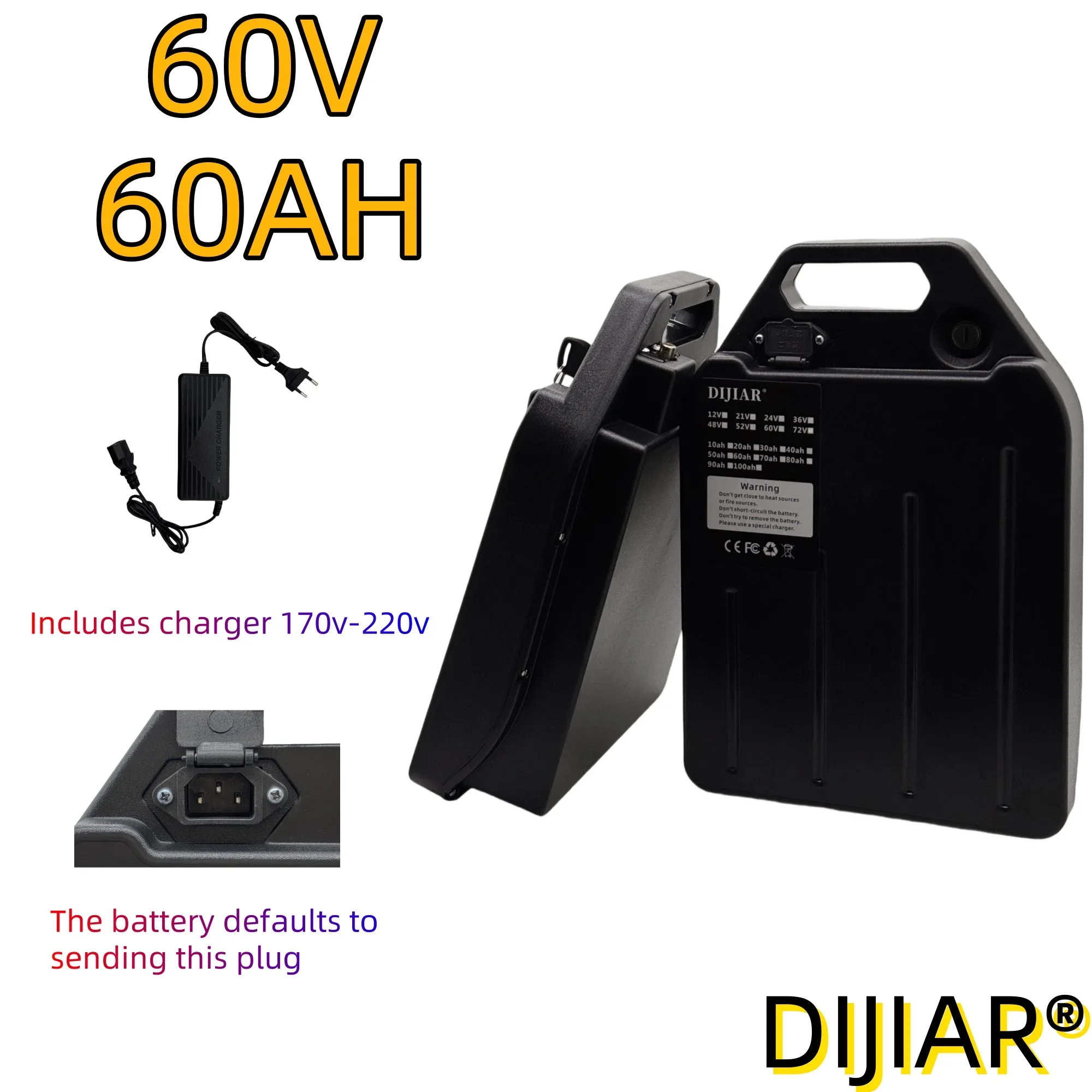 18650 60V lithium-ionbatterij, op voorraad, 20AH-100AH toepassing 250W ~ 3000W geschikt voor Harley opvouwbare Citycoco elektrische scooter