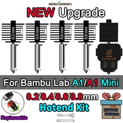 For Bambu lab official 3D printer Accessory For Bambu lab A1 mini Hotend Kit Hardened Steel Nozzle 0.2/0.4/0.6/0.8mm nozzle
