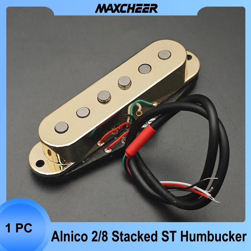 Alnico 2/8 Stacked Pickup for ST Guitar Noise Reduction Staggered Top Pole Pieces Vintage Tone Noiseless Split Coil
