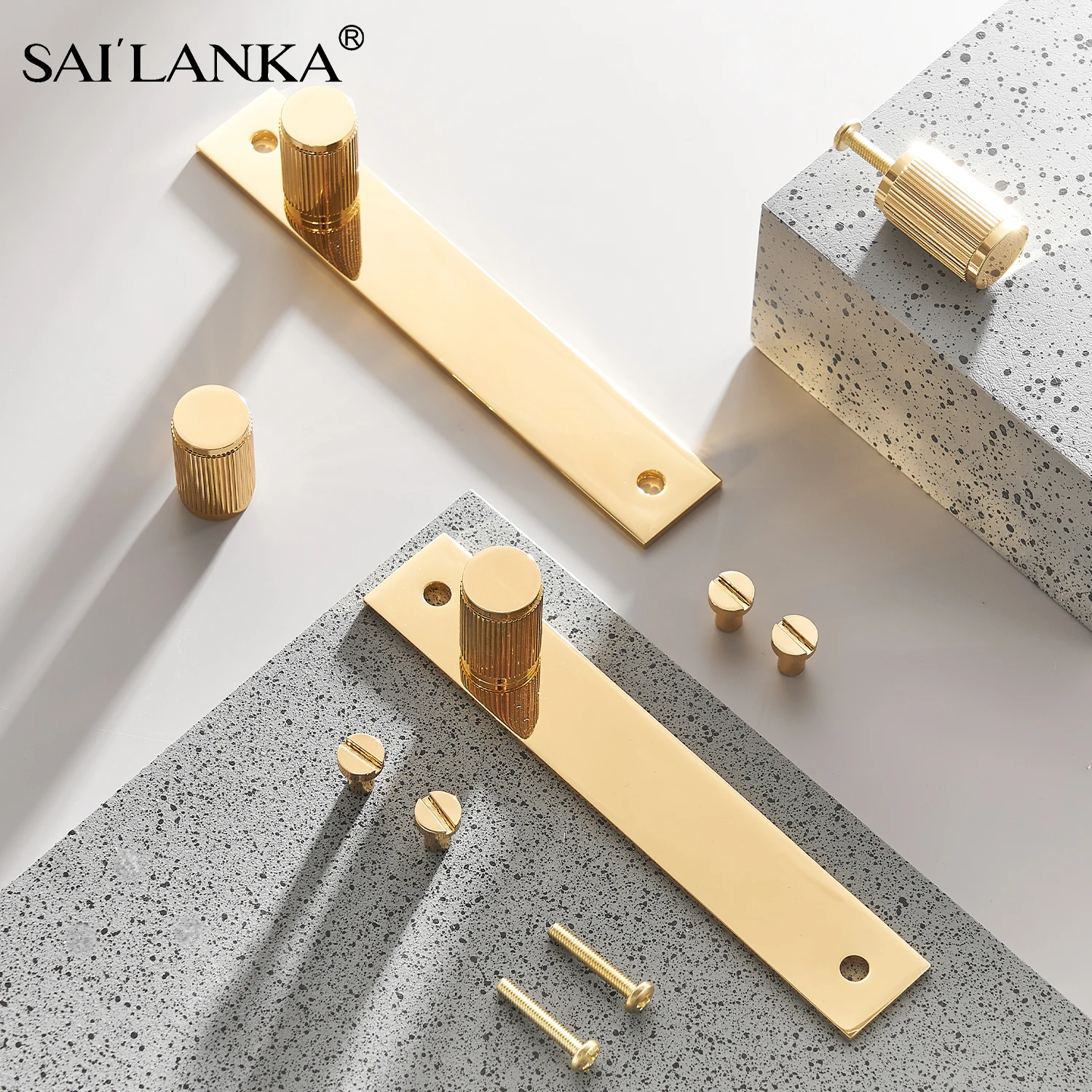 SAILANKA Brass Furniture Handles Long Vertical Lines Linear Drawer Knob Kitchen Cabinet Knobs Bedroom Wardrobes Cupboard Pull