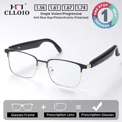 CLLOIO Wireless Bluetooth Smart Prescription Glasses Anti Blue Ray Photochromic Myopia Reading Glasses Progressive Eyewear GS06
