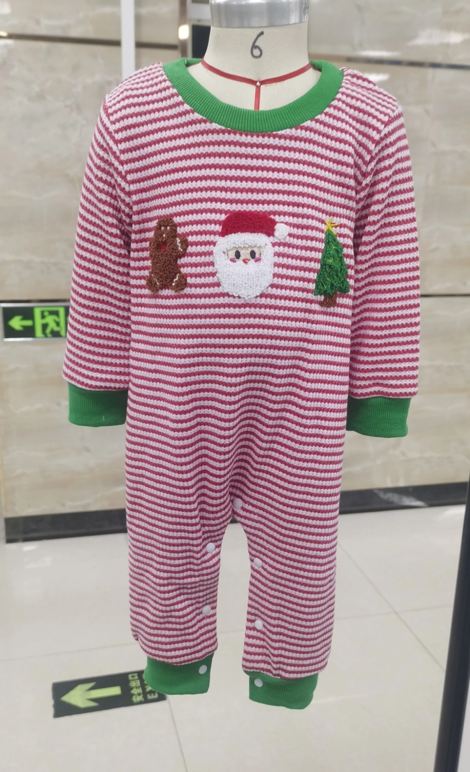

Baby Clothing Boy Christmas Romper Long Sleeve Stripes Print Jumpsuit Footless Pajamas Newborn Girl Boy Clothes