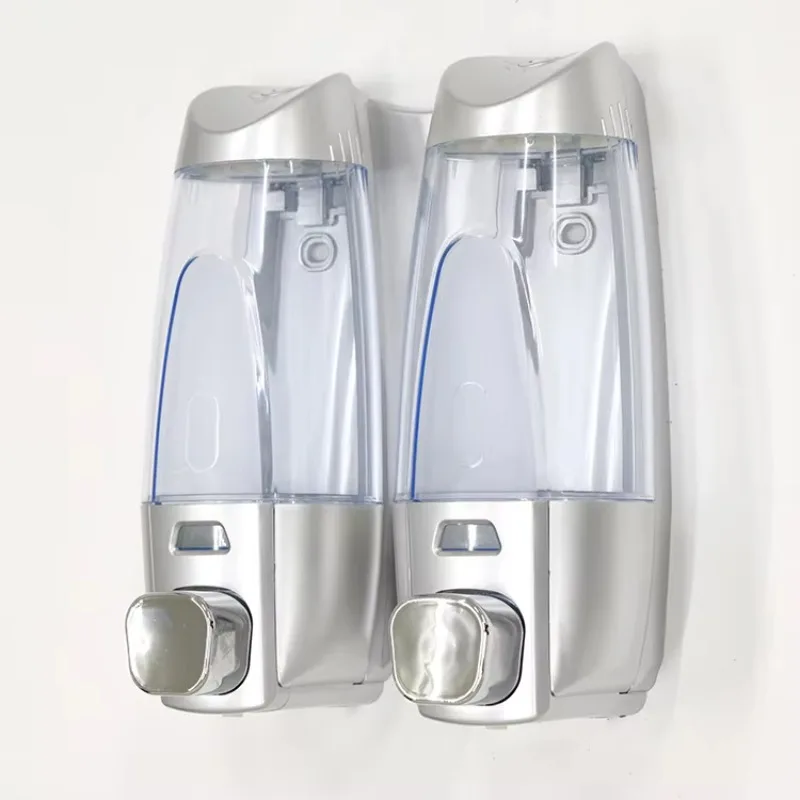 

Bathroom Silver Color ABS plastic double 300 ml *2 wall mounted manual lotion hotel soap dispenser