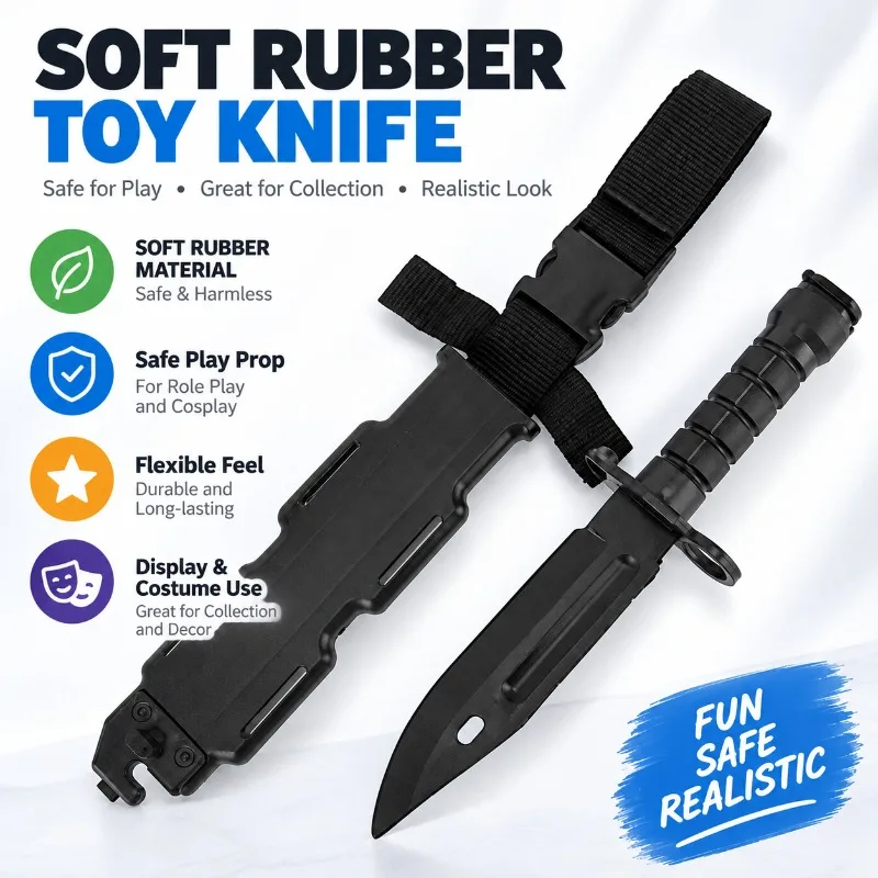 Soft Rubber Simulation Model Knife Harmless Safe Prop for Outdoor Leisure and Role Play