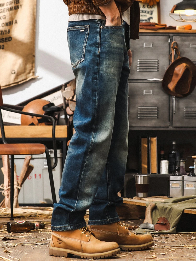

Retro American Sle Men's Jeans Loose Straight Casual Waed Denim Pants Breathable Autumn Wear Comfortable Straight Leg Fit