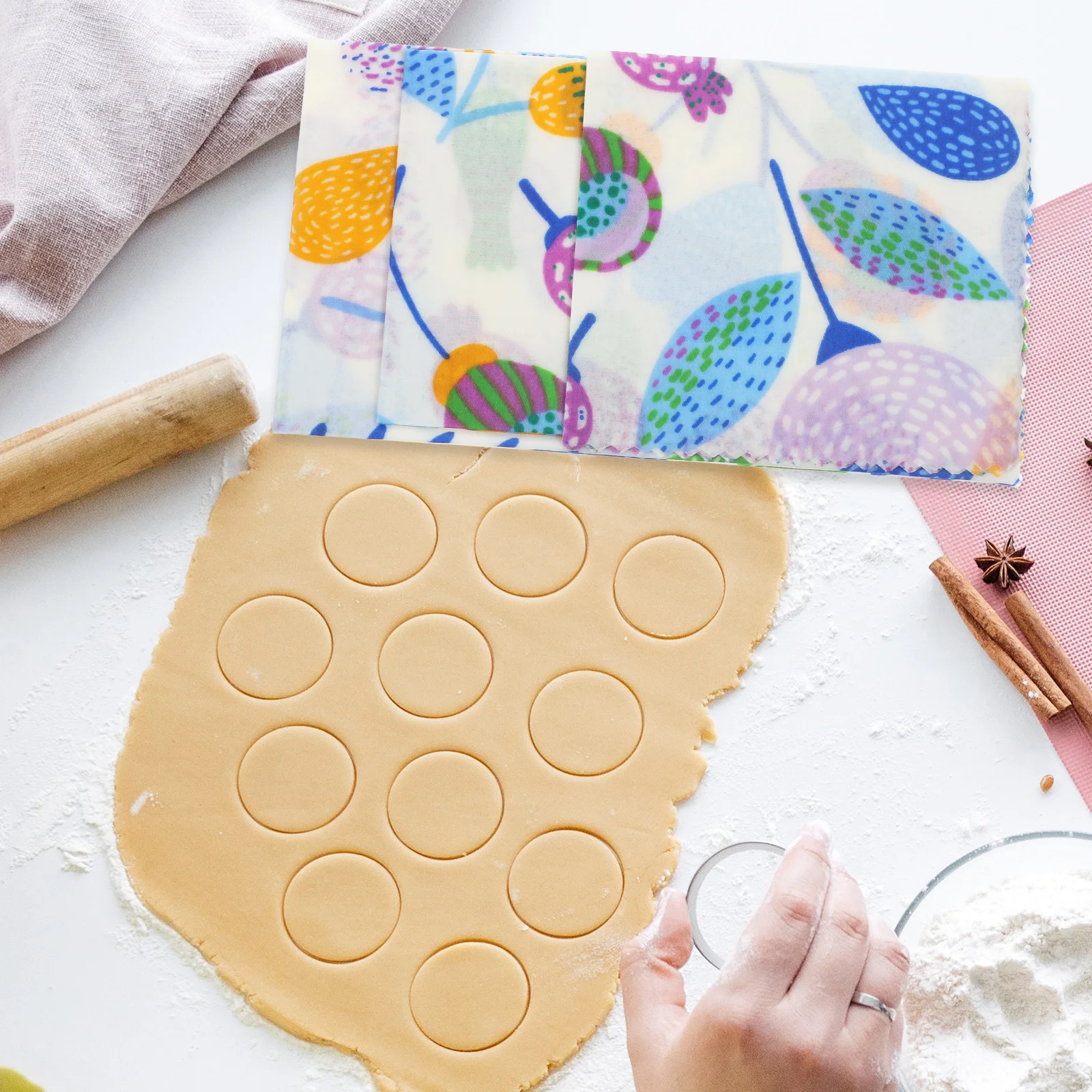 

3Pcs Beeswax Wrap Cloth Reusable Food Wrap for Sandwiches Fruits Vegetables Bowls Sustainable Food Storage Beeswax Cloth