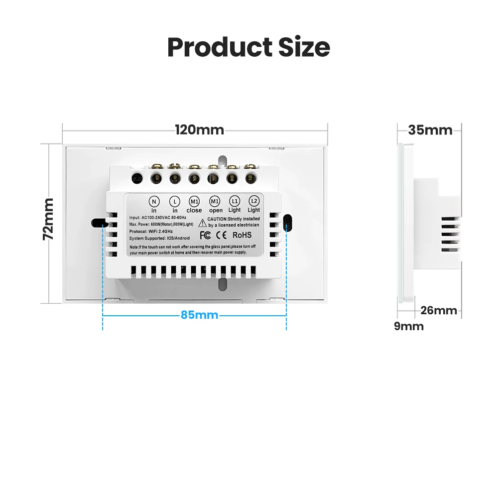 AVATTO-Tuya WiFi Smart Motor Rideau Light Switch, Volet Roulant Électrique Hurisé Stores nous-mêmes avec Alexa,Google Home