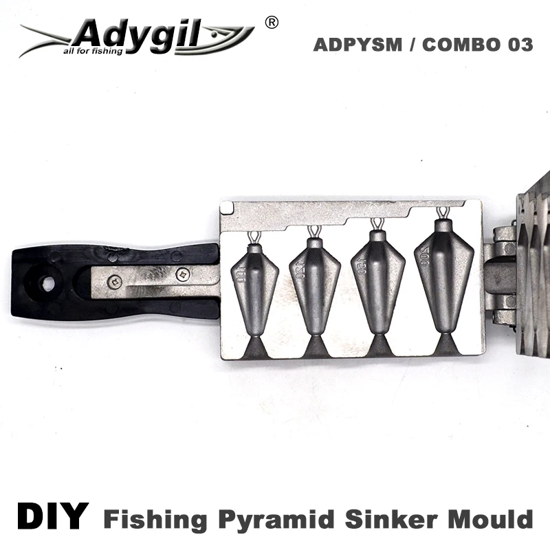 Adygil stampo per platina piramide fai da te con 4 cavità e 100g 120g 150g 200g per la pesca in acqua salata, 24 pezzi 24mm S/S occhielli include