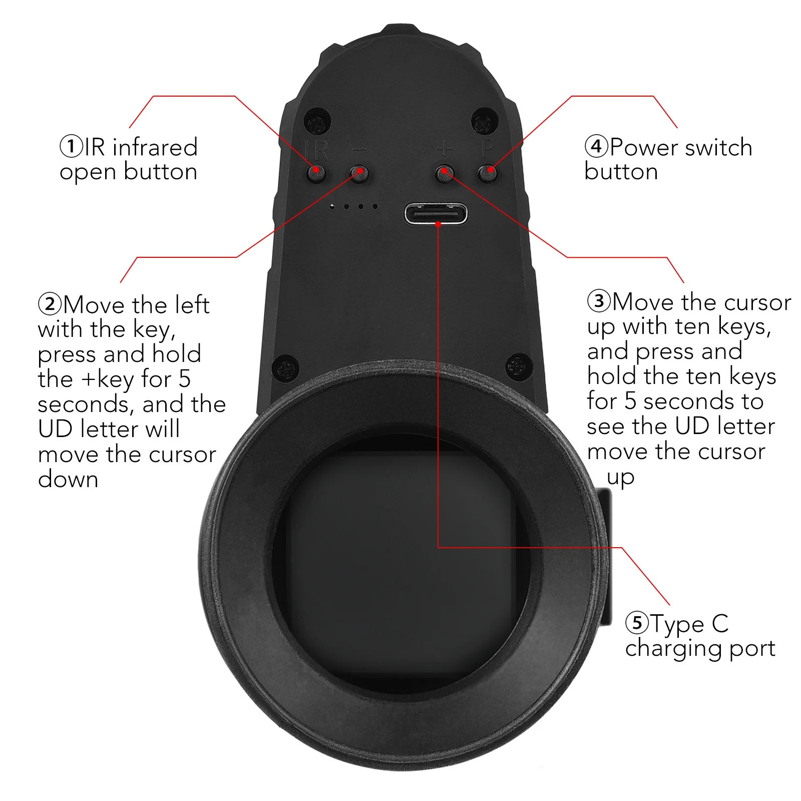 Monocular Crossing Cursor Digital Night-Visions Device Infrared Day Night Use Night-Visions Device 300M Full Black Viewing