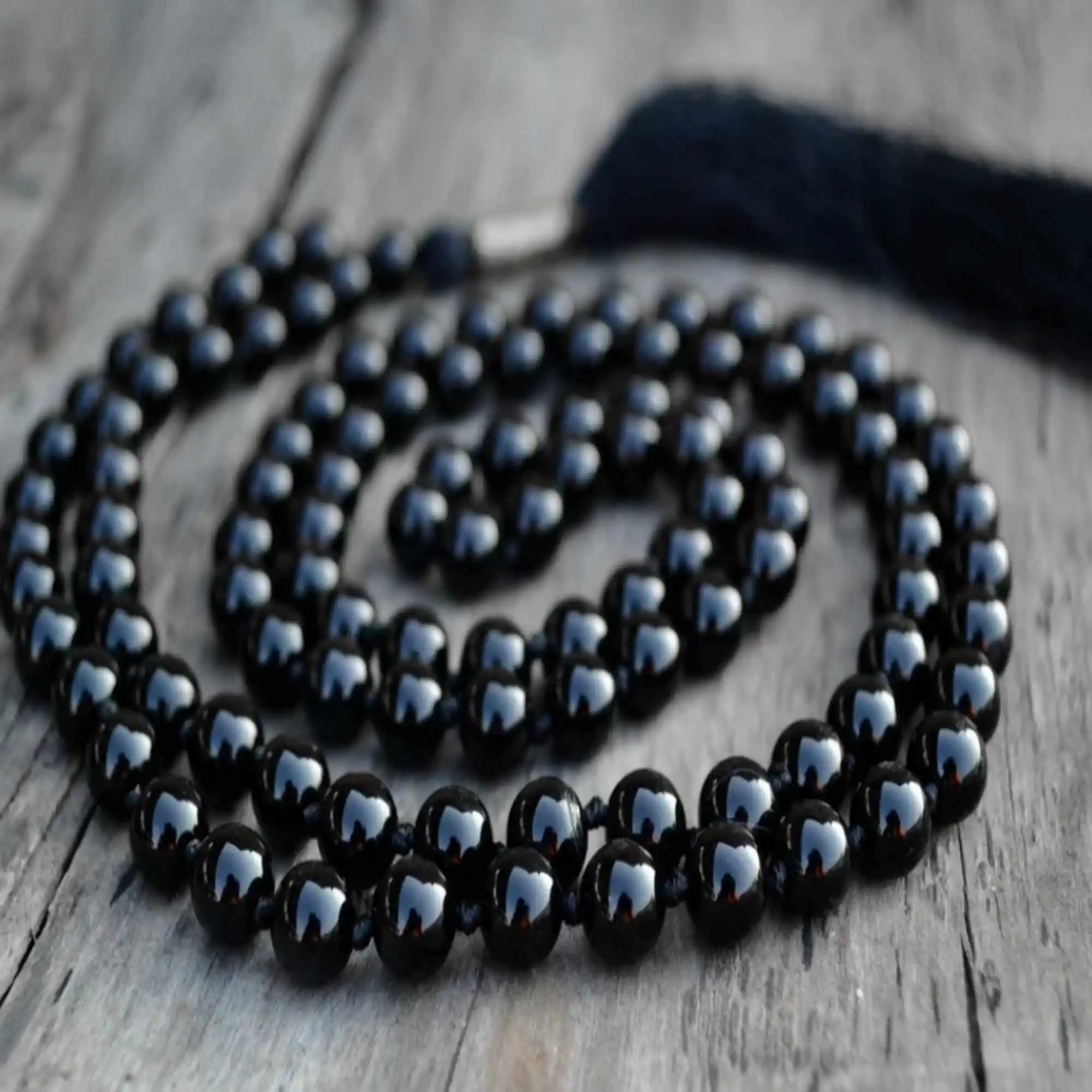 

8mm Natural Black round Onyx 108 knot necklace Men's Yoga Jewelry bracelet Women's Mala Meditation Energy Necklace Chakra