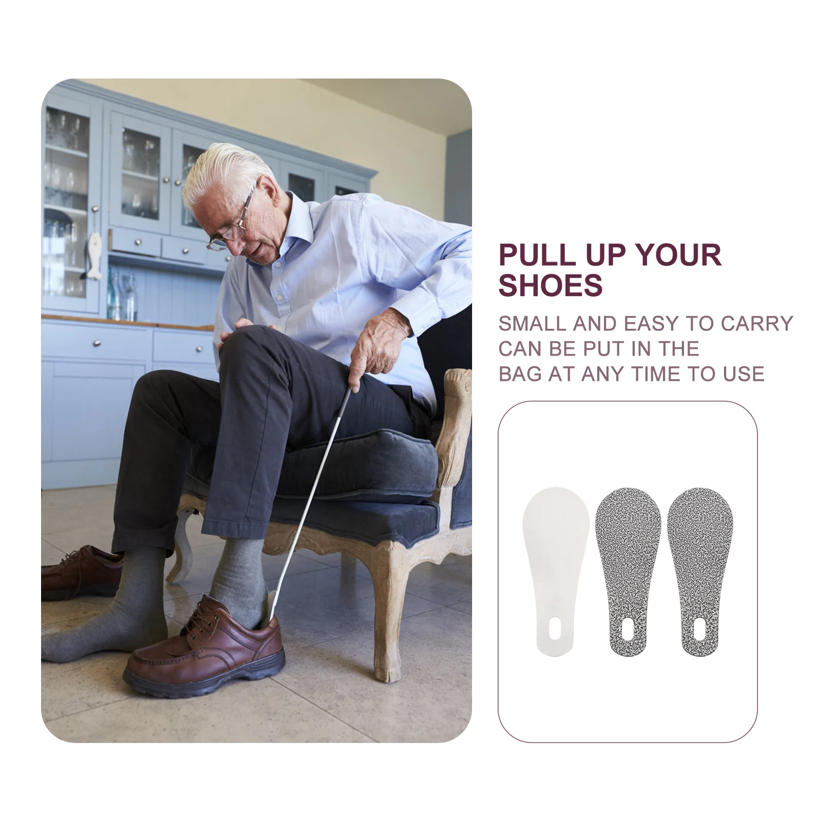 

3Pcs Convenient Stainless Steel Shoehorn Tools Rational Bending Radian Easy Storage Foot Comfort Stainless Steel Shoe Lifters