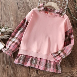 Plaid Shirts for Girls School Blouses Patchwork Kids Costumes Autumn Teens Children Clothing Cotton Tops 4 6 8 9 10 12 14 Years