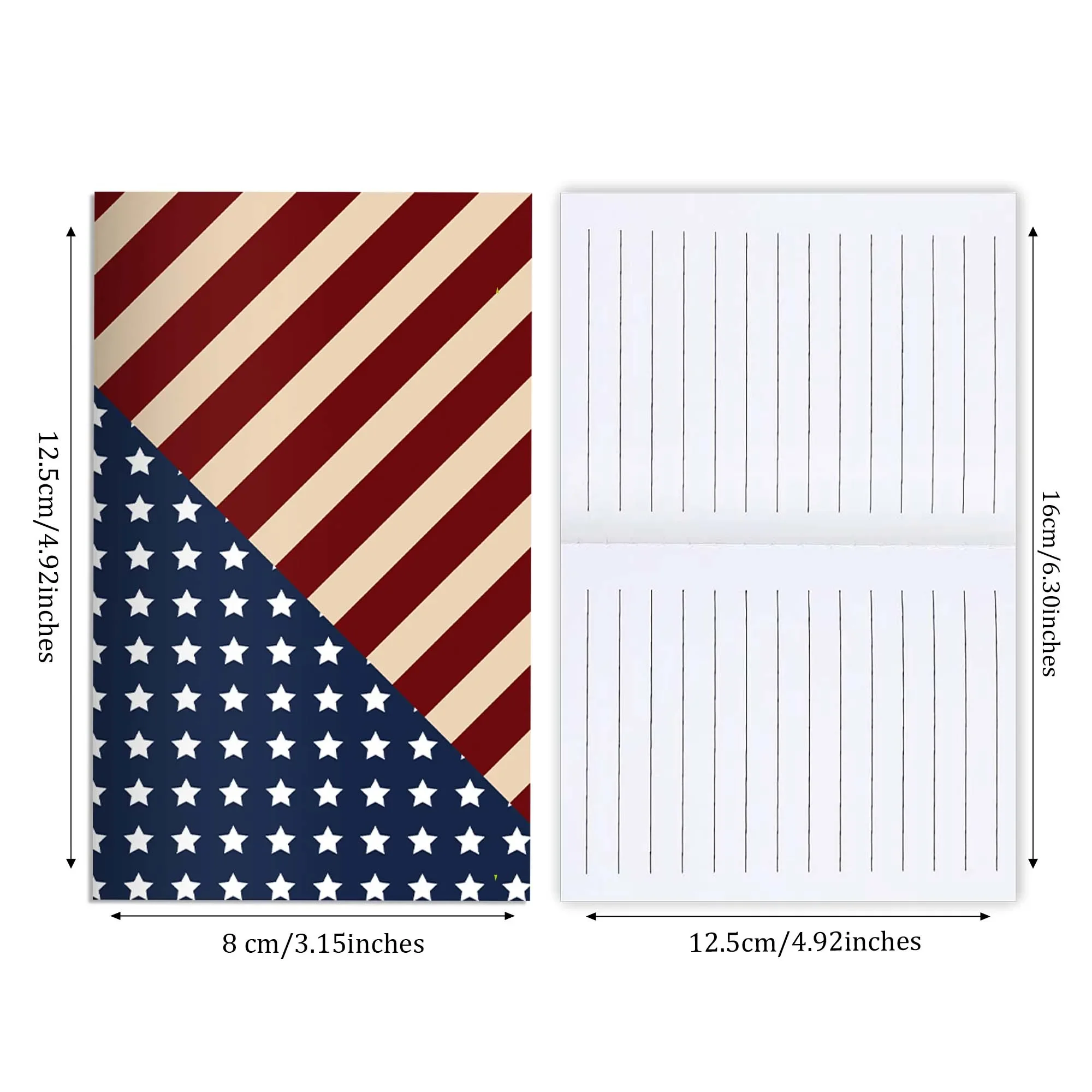 12/24/36pcs Independence Day Mini Notepads Red Blue White Star Plaid Polka Dot Pattern Pocket Notebook Birthday Xmas Memo Books