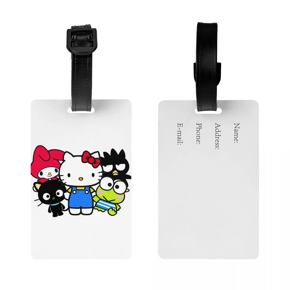 Gepäckanhänger mit niedlicher Cartoon-Katze, Hello Kitty und Freunde, für Koffer, lustige Gepäckanhänger, Sichtschutz, Name, Ausweis