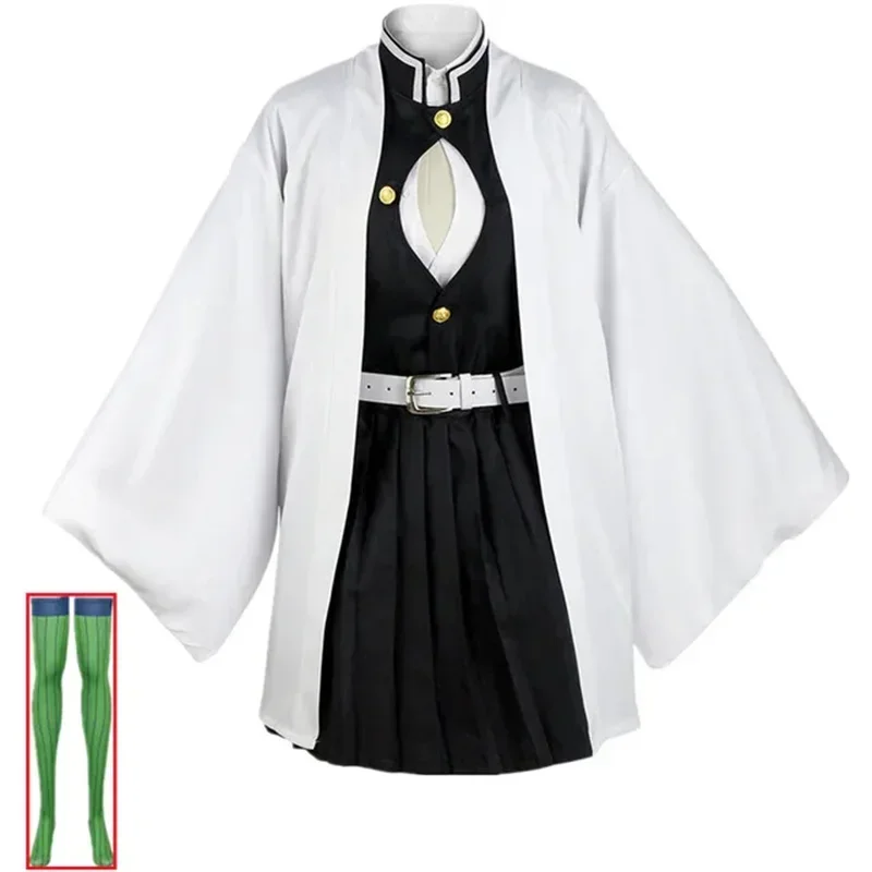 Demon Slayer Kimetsu No Yaiba Anime Kimono Kanroji Mitsuri Cosplay conjunto completo peluca disfraz de Halloween para mujeres y niñas, adultos y niños