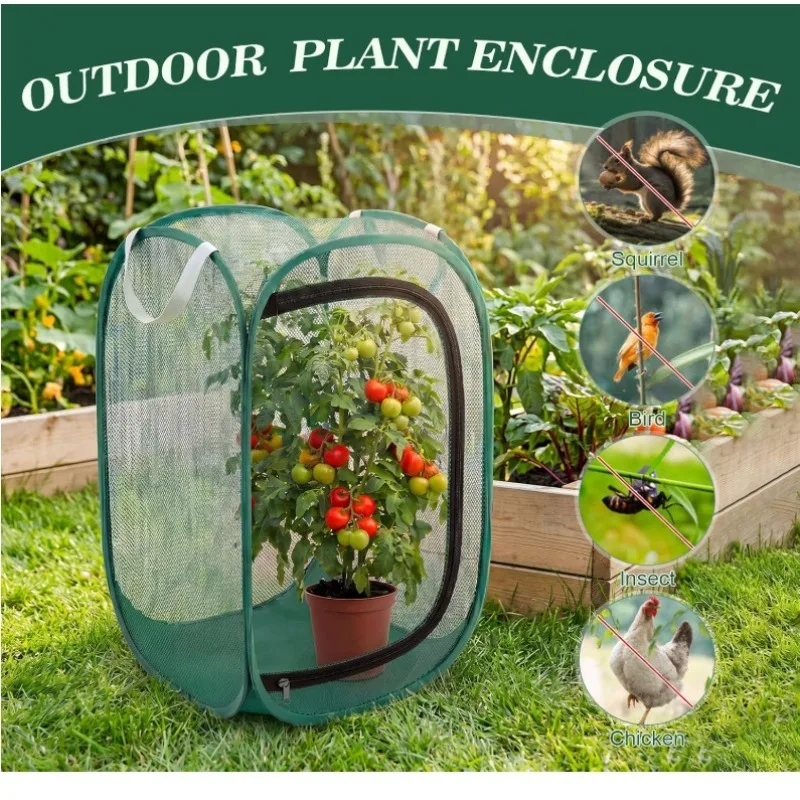 Foldable Ventilated Mesh Plant Guard Pop-Up Design Mini Garden Net Cover Against Birds Insects